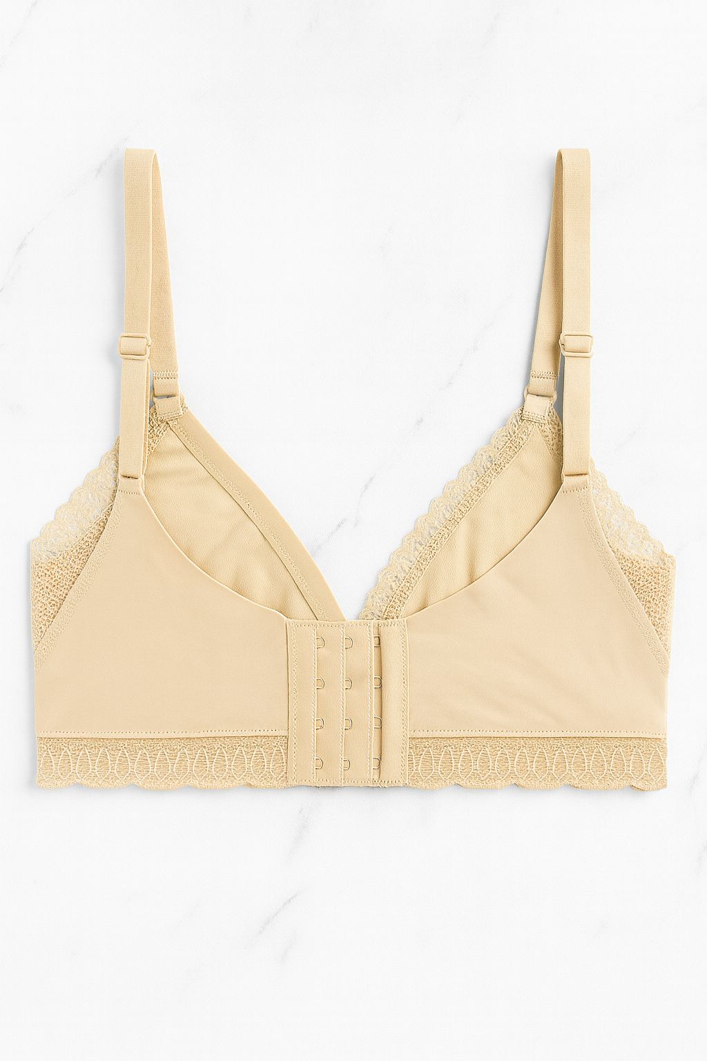 Nude Floral Lace Bralette with Scalloped Trim